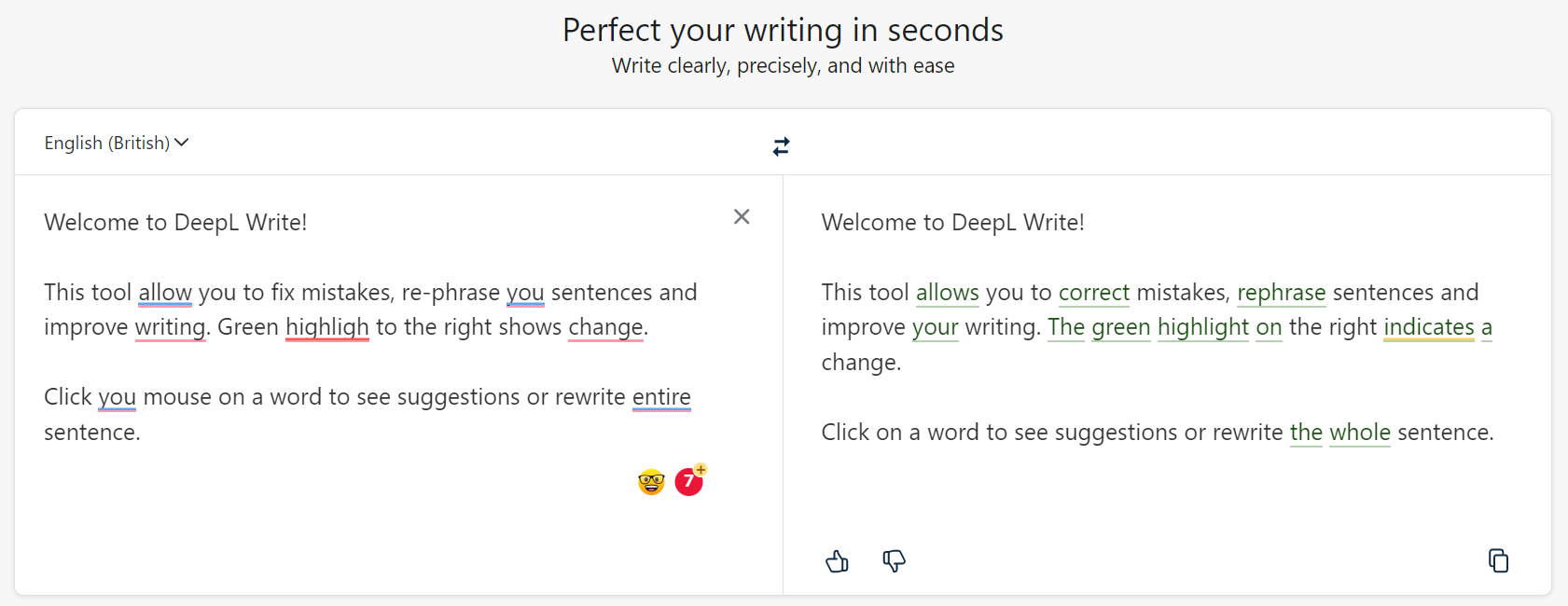 Perfect your writing in seconds