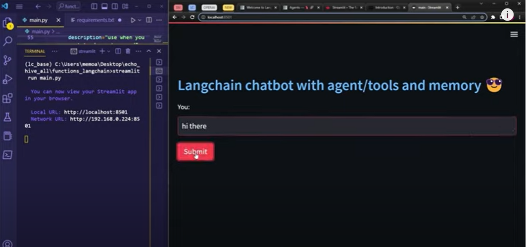 Custom langchain Agent & Tools with memory