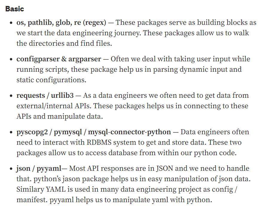 Python Packages for Data Engineers
