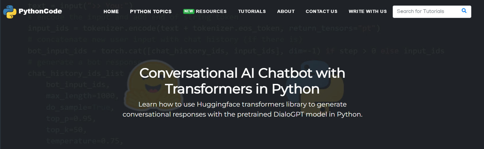 Conversational AI Chatbot with Transformers in Python