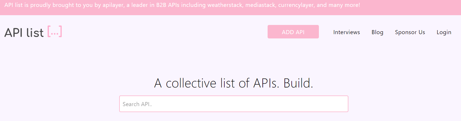 A collective list of APIs. Build